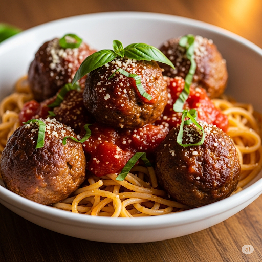 Kjøttboller i tomatsaus med pasta